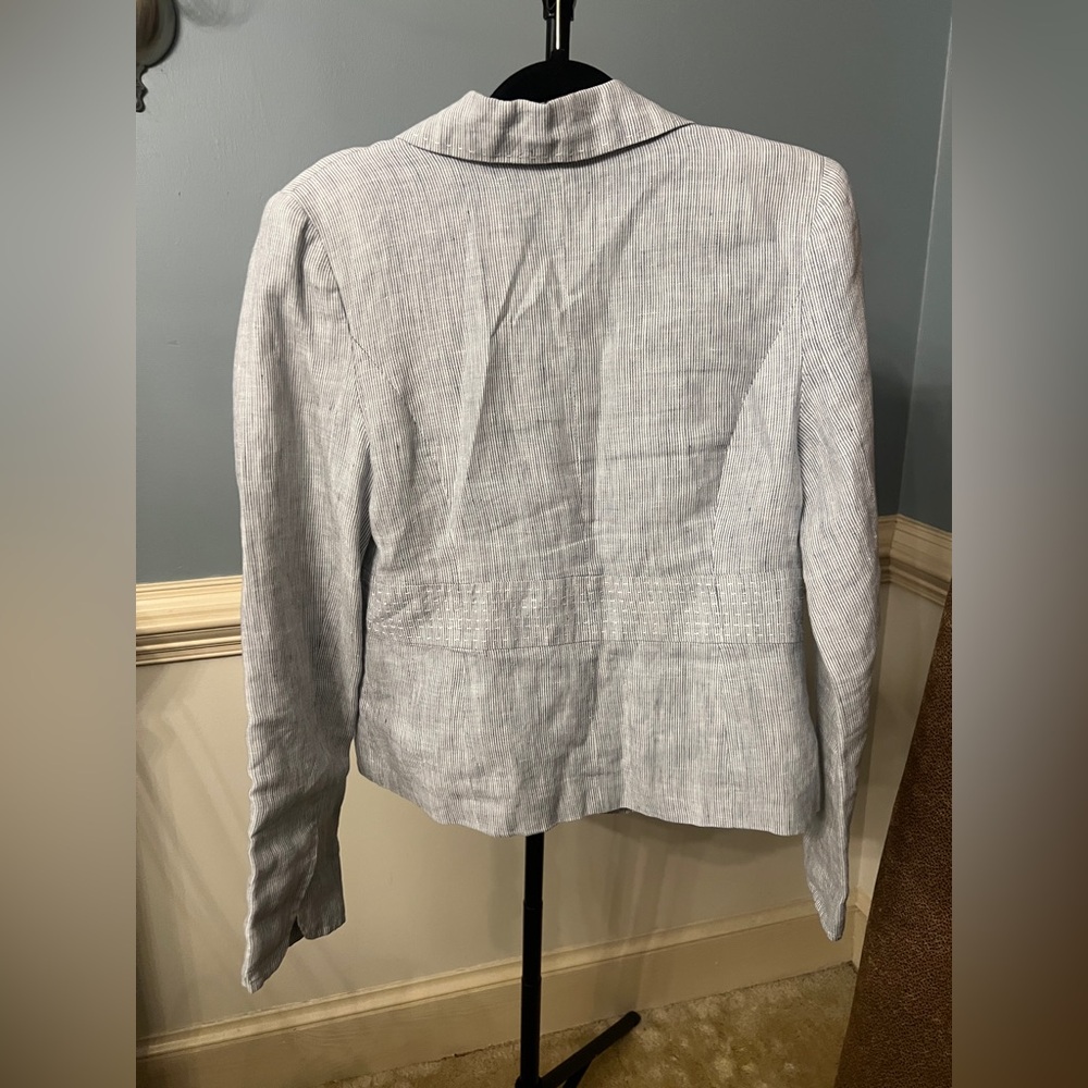 Lily Stanhope‎ Chic Light Gray Women's Blazer medium Linen - Picture 2 of 4